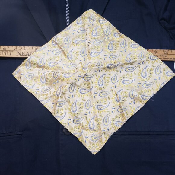 GAP Tailored Blazer Mens 42R Navy Checkered Trim Silk Hanky Y2K Academia Jacket - Picture 11 of 12